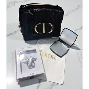 Christian Dior Bee Cell Smart Phone Ring + Black Make Up Pouch + Mirror GWP Lot